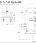 Dimensions drawing of Heritage Matte Black Four Inch Centerset Bathroom Faucet Built To Last With Solid Brass Build.