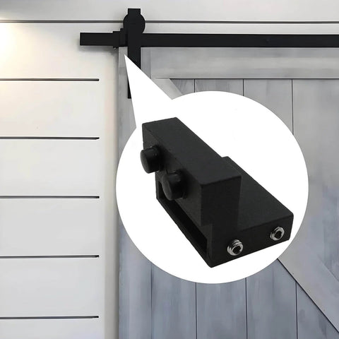 Two Pack Barn Door Stopper Set For Top Track And Roller Doors Heavy Duty Aluminum Alloy Construction With Black Powder Coat and Rubber Cladding