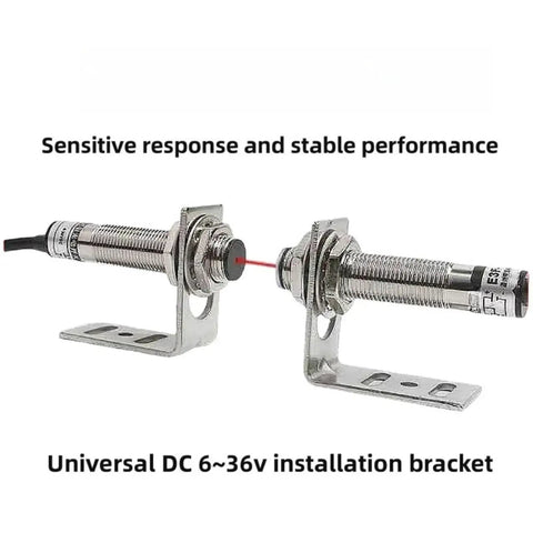 PNP Output Photoelectric Proximity Sensor Switch with beefy heavy duty stainless steel threaded body and bracket, DC 12-24V