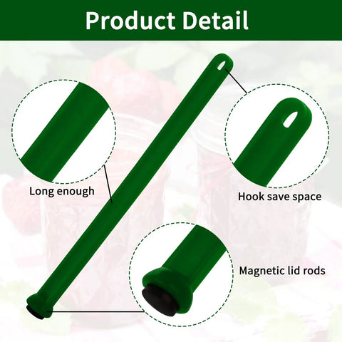 Magnetic Lid Lifter Kit For Canning, 4 Pack Jar Lid Lifters With 7 Inch Magnetic Wand, Easy To Use Canning Tools To Lift Iron Lids And Similar Lids, Kitchen Safe No Burn Lifter Set