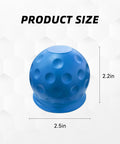 Blue 2.5in x 2.2in rubber trailer ball cover shown on white background; 2 Inch Rubber Trailer Ball Cover 2 Pack Waterproof Towing Hitch Ball Protector Dustproof Sleeve Universal Fit For Truck RV Trailer Car Accessories Blue Durable Built Tough Weatherproof Quality
