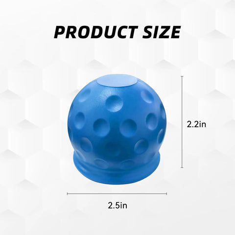 Blue 2.5in x 2.2in rubber trailer ball cover shown on white background; 2 Inch Rubber Trailer Ball Cover 2 Pack Waterproof Towing Hitch Ball Protector Dustproof Sleeve Universal Fit For Truck RV Trailer Car Accessories Blue Durable Built Tough Weatherproof Quality