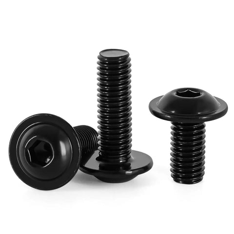 20 Pack M8 X 25mm Flanged Button Head Socket Cap Screws 304 Stainless Steel Fasteners Black Coated showing various angles.