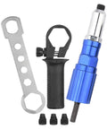 Electric Rivet Gun Kit For Metal Repair With Aluminum Alloy Converter Head, showing components on white background