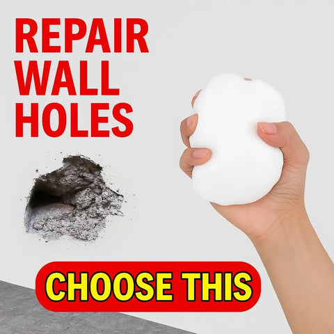 8 Oz Sealing Putty for Big Gaps and Holes held in hand next to wall hole illustration