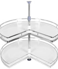 Two Tier Blind Corner Cabinet Kidney Lazy Susan With Adjustable Height Chrome Finish For Base Cabinets