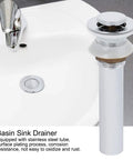 ZAWELIYO Copper Pop Up Drain Stopper Kit, 19cm (Small Bounce Without Holes) installed in a basin sink, showing stainless steel tube.