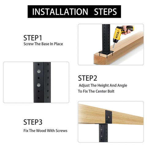 Set Of 4 Heavy Duty Roof Riser Brackets For Pergolas, Adjustable Height And Angle To Fit 3.6 Inch Posts, Perfect For Patio Covers And Outdoor Structures, Built Tough With Rust Resistant Black Finish