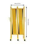 Hardcore Expandable Metal Barricade, Pro Ready Portable Safety Fence With Rock Solid T Base, Zero Hassle Folding Traffic Barrier Gate For Construction Zones And Crowd Control In High Vis Yellow, showing its height and width dimensions.