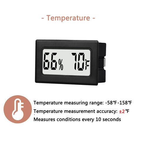 Six Pack Mini Digital Hygrometer Thermometer For Jars, Home, Office, And Garage, Measures Temperature And Humidity With Sensor, Updates Every 10 Seconds, Fahrenheit Readout, Range -58 To 158 Fahrenheit, 10% To 99% RH