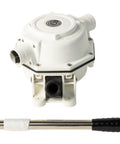 Manual Sanitation Pump for Bulkhead Mount on Boat, white unit with handle, Delivers Up To 17 GPM, Rugged Marine Black Water Management