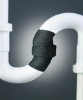 Water Activated Quick Fix Tape For Easy DIY Repairs Seal Leaks Cracks And Tears On Pipes Tools And More With A Simple Wrap And Quick Durable Hold That Sticks For A Strong Leak Free Seal wrapped around a white pipe for repair