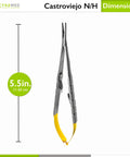 Castroviejo Micro Needle Suture Holder Driver With Tungsten Carbide Inserts 5.5 Inch Straight Jaws with Gold Ends