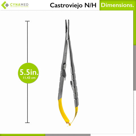 Castroviejo Micro Needle Suture Holder Driver With Tungsten Carbide Inserts 5.5 Inch Straight Jaws with Gold Ends