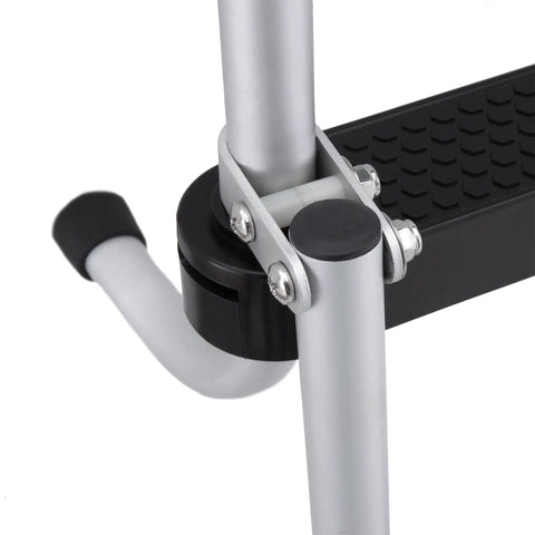 Pontoon Boat 4 Step Folding Boarding Ladder AL B4 Anodized Aluminum With Flush Mount Design, close-up of mount hinge