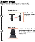 Heavy Duty Metal Staircase Balusters 6 Pack Adjustable Angle Railing Spindles for Deck and Porch, top bracket and flat base details.