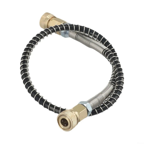 Heavy Duty High Pressure Air Hose 50cm M10x1 Thread 9000 PSI Stainless Wrap Protects Against Kinks For Hunting Diving Tanks And Industrial Jobs Built To Handle Abuse No Matter How Hard You Run Them Today, coiled with brass fittings