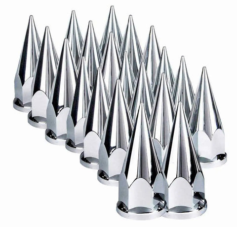 Chrome Spiked 33mm Screw On Lug Nut Covers Set Of 20 For Semi Trucks Universal Fit For Volvo VNL International Peterbilt Kenworth Mack