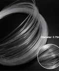 Close-up of End Glow PMMA Fiber Optic Cable Strands Roll, 100 Pieces, 0.03 Inch Diameter, 9.8 Feet Long, Transparent, Flexible, Coiled