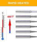 Six Piece Soldering Tips Set For ST Series Irons ST7 WLC100 SP40L SP40N WP25 WP30 WP35 Lead Free Copper Tips Plated Display