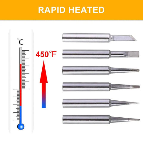 Six Piece Soldering Tips Set For ST Series Irons ST7 WLC100 SP40L SP40N WP25 WP30 WP35 Lead Free Copper Tips Plated Display