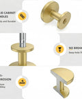 10 Pack Brushed Brass Cabinet Knobs Round Gold Drawer Knobs Kitchen Cabinet Handles Solid Zinc Alloy Pulls For Bathroom Dresser Hardware Beefy Durable Smooth Satin Finish Easy Install Timeless Modern Kitchen Update, round knob detail