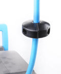 Ball Stopper For Three Eighths Inch ID Air Hose Reel with blue hose, showing durable design and no fuss screw tight fit.