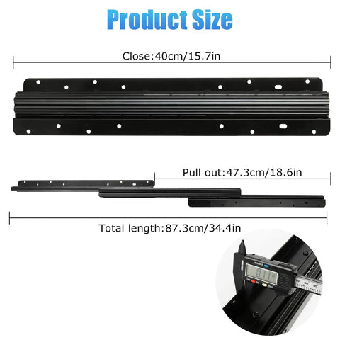 1 Pair 16 Inch Undermount Full Extension Drawer Slides Heavy Duty Bottom Mount Hidden Slides, 260 Lb Load Capacity, Thick Steel Construction, Sturdy Cabinet Glides For Closets, Cabinets, And Stair Storage. Product size shown