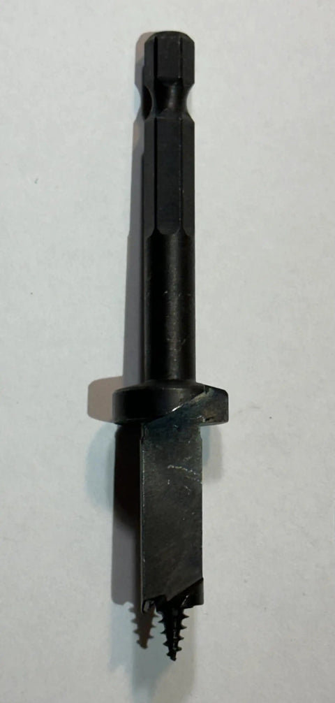 Mushroom Drill Bit For Plug Spawn With Quick Attach To Drills, Fits All Standard 5/16x1 Spawn, side view of drill bit