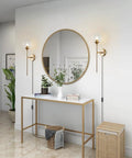 Slick Modern Long Globe Plug In Wall Sconce Lights Set Of 2 With Clear Glass Globes Brass Gold Finish 2 In 1 Plug In Or Hardwired