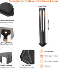 Modern Black LED Pathway Lights Sleek Cone Bollards Heavy Duty Aluminum Housing IP65 Waterproof Outdoor Walkway Lamps angled view highlighting thickened aluminum and LED strip.