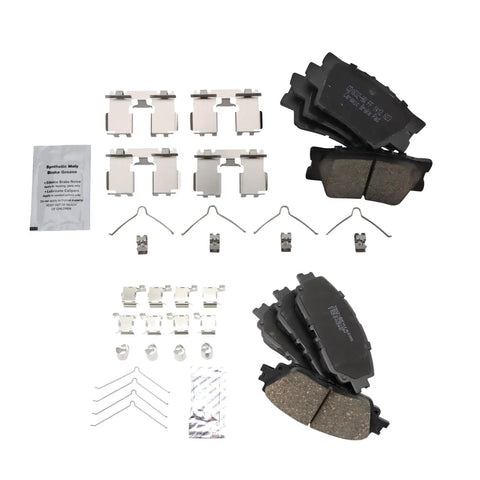 Front And Rear Ceramic Brake Pad Set With Hardware For Toyota, Quiet, Low Dust, High Performance Braking Kit components