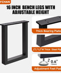 Heavy Duty Steel Table Legs 16 Inch Rock Solid Metal Bench Legs Set Of Two Easy Peasy Diy Furniture Feet with adjustable height and leveling pads.