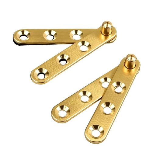2 Pack Concealed Pivot Hinge for Windows and Doors, Brass Gold Hidden Cabinet Rotating Hinge showing sleek design and finish