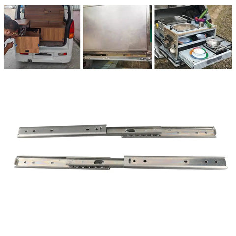 Two Pack 200mm Three Section Full Extension Drawer Slides Featuring Smooth As Butter Gliding For No Fuss Cabinet Access And Heavy Duty Storage Solutions.