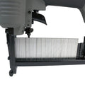 Close-up of 2 In 1 18 Gauge Pneumatic Brad Nailer And Narrow Crown Stapler showing magazine and nail depth adjustment feature.