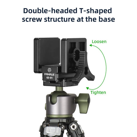 GS01 Arca Swiss Rifle Saddle Mount For Hunting Tripods With Quick Release Plate showing double-headed screw structure