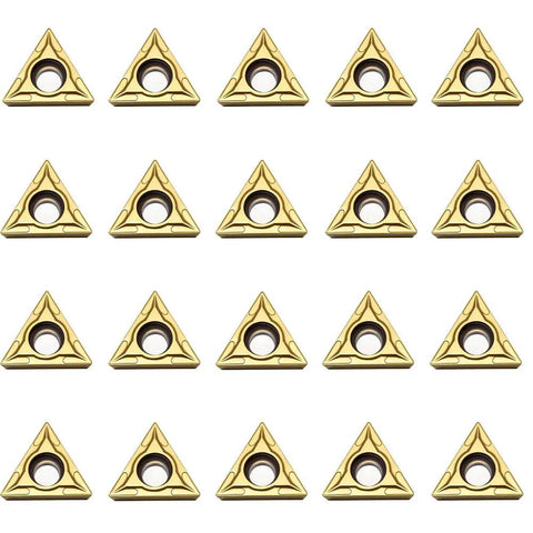 20pcs Pro Grade Carbide Turning Inserts TCMT110204 TCMT21.51 with TISIN Coating, sharp tip, chip breakers, for CNC lathe use.