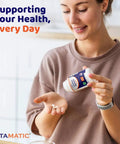 Woman holding bottle of Lithium Orotate 20mg Mood Support Supplement With Bioavailable Formula 90 Veggie Caps Gluten Free Non GMO