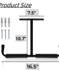 Diagram of Overhead Garage Storage Hooks 4 Pack Heavy Duty Ceiling Mount Hangers, showing dimensions and installation hardware.