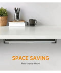 Badass Under Desk Laptop Holder With Metal Mount Shelf For Keyboard Home Office Setup Rock Solid Wrought Iron Bracket Rustproof Coating displayed.