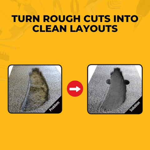 Before and after images of foam cutouts smoothed by Kaizen Foam Hot Knife With Adjustable Heat Control