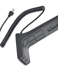 KMC-9C Desktop Microphone For Kenwood Mobile Radios With 8 Pin Plug Base Mic showing coiled cable and large Push-To-Talk button