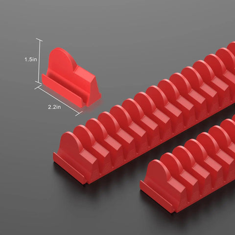 Red Magnetic Modular Wrench Organizer Set For Tool Drawers with Metric and SAE Labels, Red Finish for 6mm to 38mm wrenches