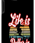 Fischertechnik Inspired Ski Trip Case For Snow Lovers And Souvenir Hunters Life Is Better In Fischertechnik Keeps Your Phone Safe While You Shred The Slopes And Flaunt That Dope Nordic Tech Style. black two-part polycarbonate TPU phone case, ski graphic