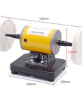 Pro Grade Jewelry Polisher Bench Buffer Grinder Mini Buffing Tool with High Performance Variable Speed, showing dimensions.