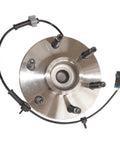 Front view of GM 6-Lug Front Wheel Hub Bearing Assembly with ABS sensor cable for Silverado, Tahoe, and SUVs