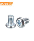 Heavy Duty Number Eight Thirty Two Thread Zinc Plated Carbon Steel Pan Head Phillips Machine Screws - two screws from 100 piece pack.