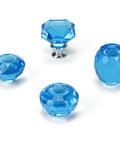 Four Piece Door Knob Molds For Epoxy Resin, DIY Crystal Silicone Casting Kit with blue polygonal shapes on white background