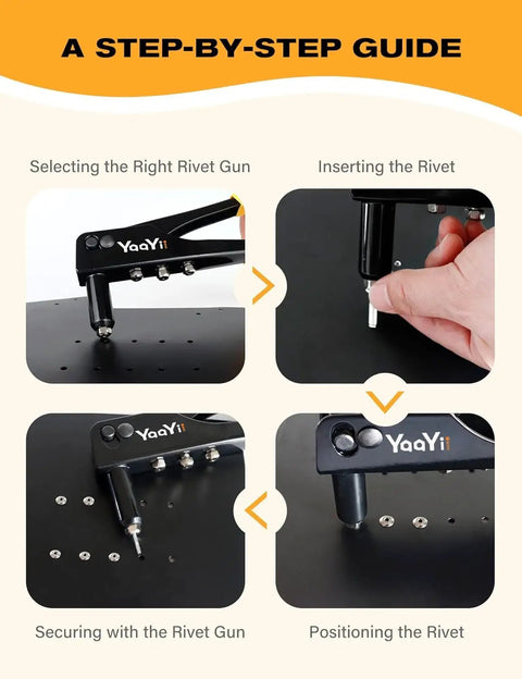 Step-by-step guide for using Heavy Duty Aluminum Blind Rivets 100 Pack 5 32 Inch By 1 2 Inch Pop Rivets with a rivet gun.